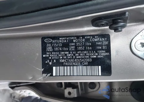 2013 Hyundai Accent Gls from USA, damaged, VIN KMHCT4AE4DU542069